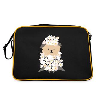 Flowers Sheep Blossoms Flock of Sheep Wool - Retro Bag - black/gold - Back