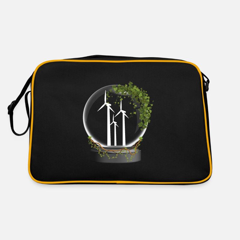 Windpower Glaskugel Wind Windenergie Retro Tasche