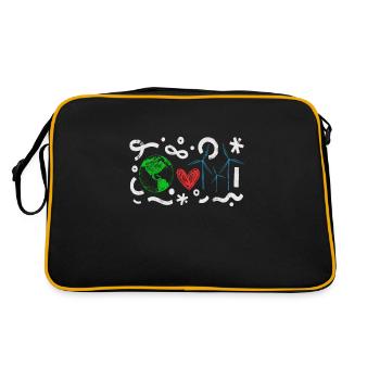 Wind Power Heart Earth Wind Wind Energy - Retro Bag - black/gold - Back