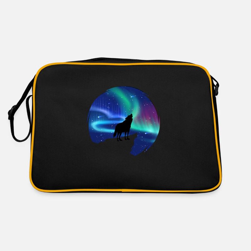 Northern Lights Wolf Aurora Borealis Retro Bag