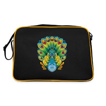 Peacock Mandala Bird Ornamental Bird Feathers Colorful - Retro Bag - black/gold - Back