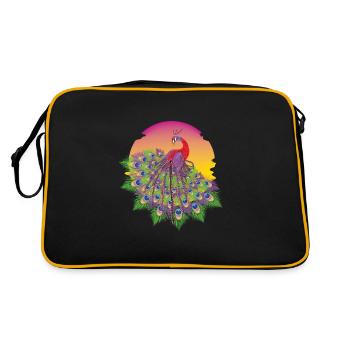 Peacock Sun Bird Ornamental Bird Feathers Colorful - Retro Bag - black/gold - Back