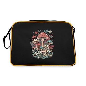 Mushrooms Cottagecore Naturecore - Retro Bag - black/gold - Back