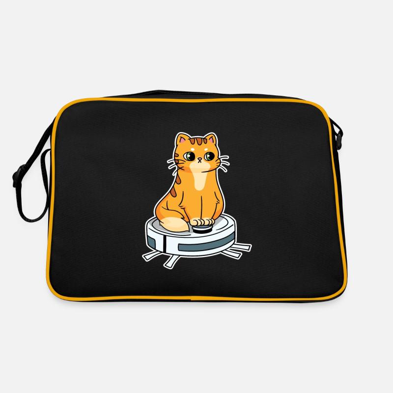 Saugroboter mit Katze Saugerroboter - Retro Tasche - Schwarz/Gold