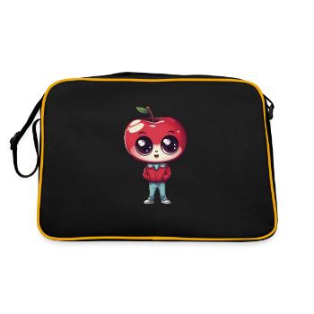 Süßer Kawaii Apfel Für Obstliebhaber - Retro Tasche - Schwarz/Gold - Hinten