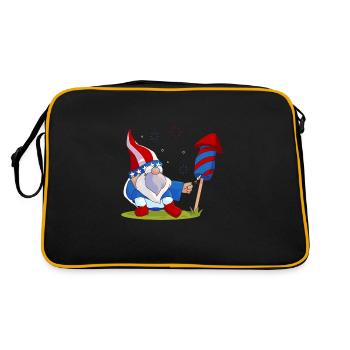 Liebenswerter Gnome Feuerwerk Amerika - Retro Tasche - Schwarz/Gold - Hinten
