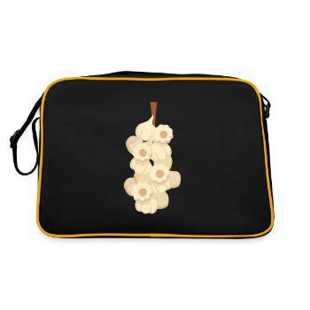 Knoblauch Kostüm Gemüse - Retro Tasche - Schwarz/Gold - Hinten