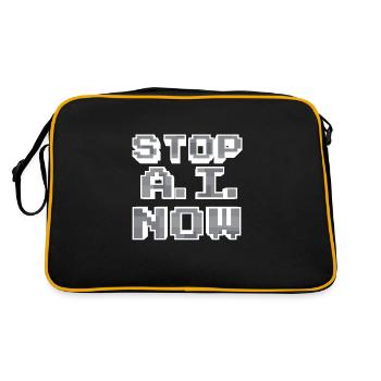 Stop Ai Now against AI - Retro Bag - black/gold - Back