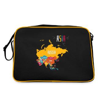 Farbenfrohe Karte Von Asien - Retro Tasche - Schwarz/Gold - Hinten