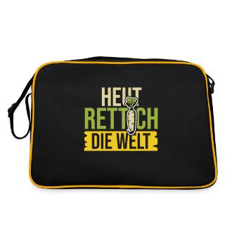 Aujourd’hui, radis, le dicton du radis du monde - Sac Retro - noir/or - Dos