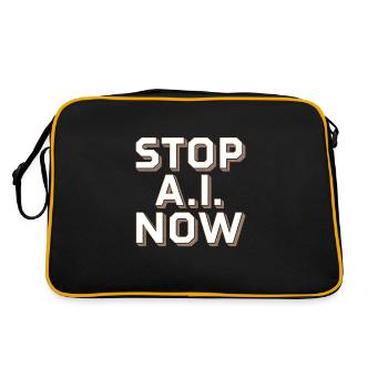 Stop Ai Now against AI - Retro Bag - black/gold - Back