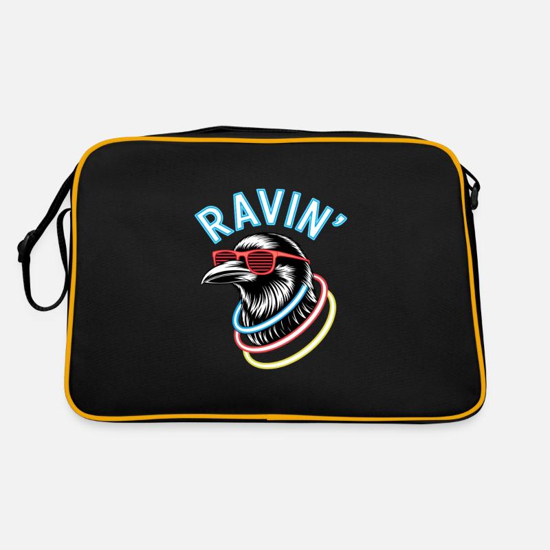 Ravin' Rabe Für Techno Festivals Retro Tasche
