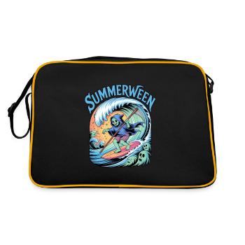 Summerween Halloween Geist Surfer - Retro Tasche - Schwarz/Gold - Hinten