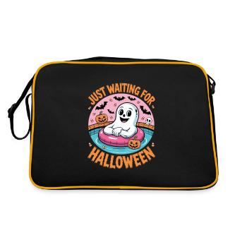 Just Waiting For Halloween Geist - Retro Tasche - Schwarz/Gold - Hinten