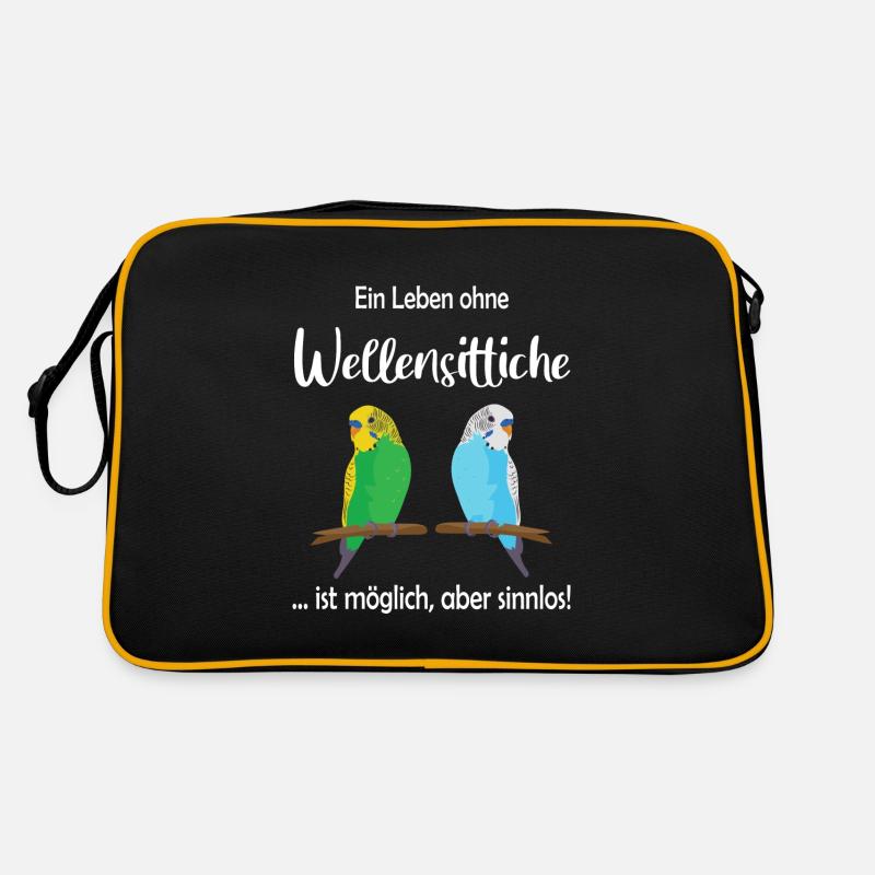 Ein Leben ohne Wellensittiche ist sinnlos - Retro Tasche - Schwarz/Gold
