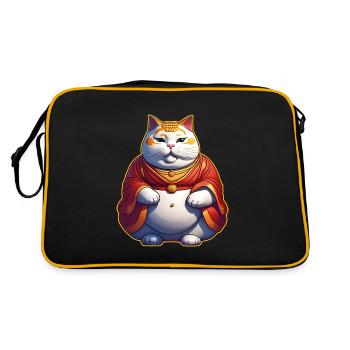 Drôle de gros chat en tant que Bouddha - Sac Retro - noir/or - Dos