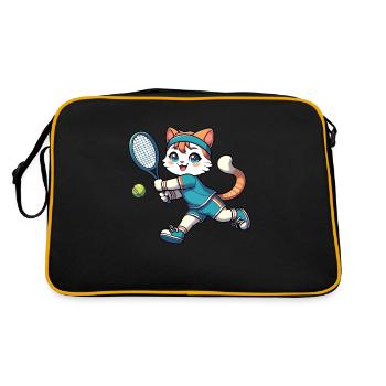 Chat de sport : joueur de tennis - Sac Retro - noir/or - Dos