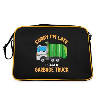 Sorry I'm Late A Saw A Garbage Truck Funny Garbage - Retro Bag - black/gold - Back