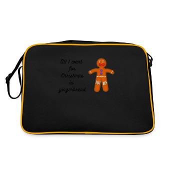 Lebkuchen Weihnachtsdesign, Gingerbread - Retro Tasche - Schwarz/Gold - Hinten