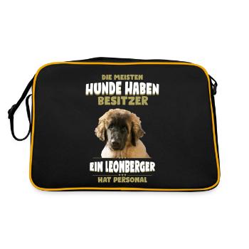 Leonberger Tshirt - Leonberger Hund Shirt - Retro Tasche - Schwarz/Gold - Hinten