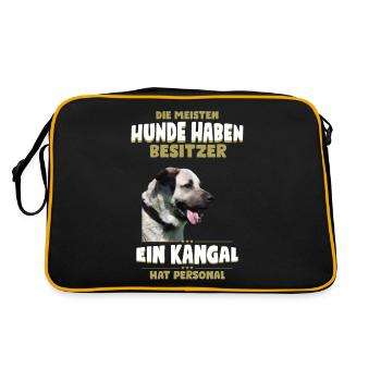 Kangal Tshirt - Kangal Hund Shirt - Retro Tasche - Schwarz/Gold - Hinten