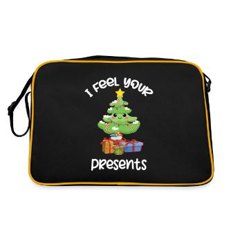 I Feel Your Presents, Christmas Pun - Retro Bag - black/gold - Back