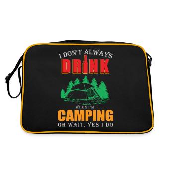 Camping Camper Outdoor Sommer Design - Retro Tasche - Schwarz/Gold - Hinten