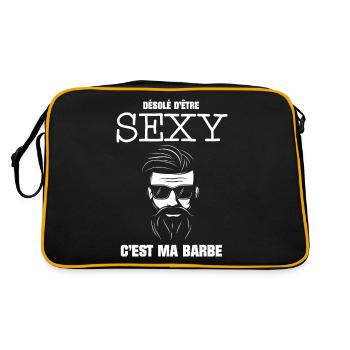 Mann Humor Opa Sexy C ist mein Bart - Retro Tasche - Schwarz/Gold - Hinten