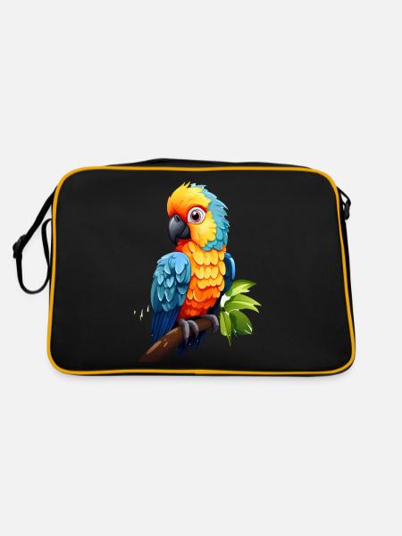 Cute Parrot Baby - Retro Bag - black/gold - Back