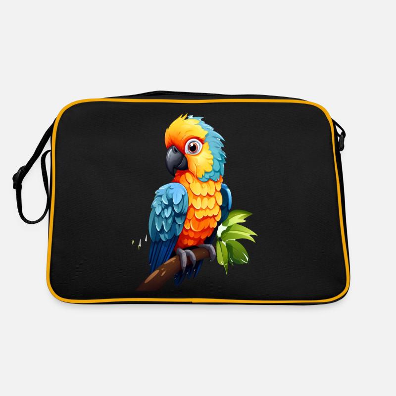 Cute Parrot Baby - Retro Tasche - Schwarz/Gold