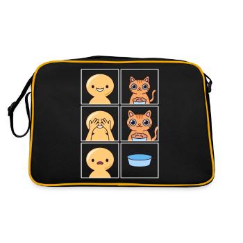 Katze frisst schnell Design für Katzenhalter - Retro Tasche - Schwarz/Gold - Hinten