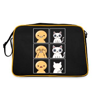 Katze ignoriert Mensch Design für Katzenhalter - Retro Tasche - Schwarz/Gold - Hinten