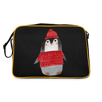 Pingouin mignon aquarelle hiver Noël - Sac Retro - noir/or - Dos