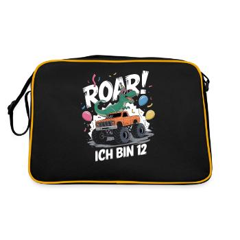 12th Birthday 12 Years Dino Monster Truck Fan - Retro Bag - black/gold - Back