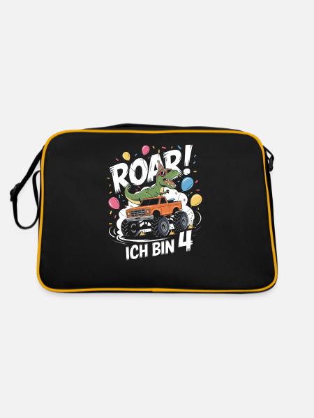 4ème anniversaire 4 ans Dino Monster Truck Fan - Sac Retro - noir/or - Dos
