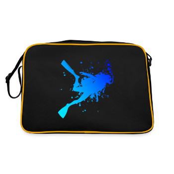 Diver Taucher Diving Scuba Diver Free Dive - Retro Tasche - Schwarz/Gold - Hinten