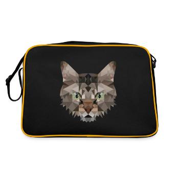 Polygon Cat Artwork - Handmade design - Retro Bag - black/gold - Back