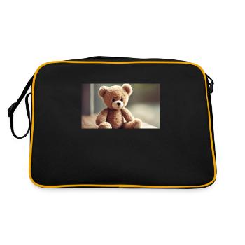 cute sad Teddy - Retro Tasche - Schwarz/Gold - Hinten