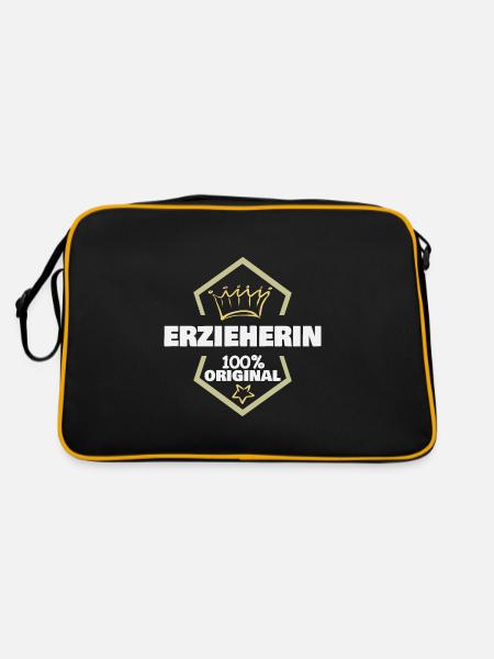 Erzieherin - Retro Tasche - Schwarz/Gold - Hinten