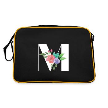 Letter M personalized gift alphabet first name Christmas - Retro Bag - black/gold - Back
