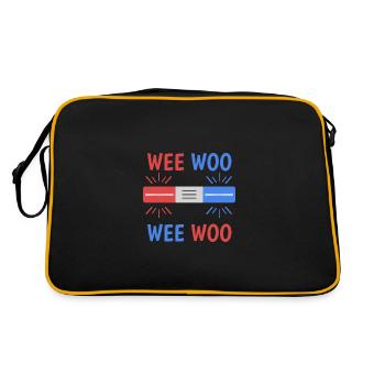 Wee Woo Blaulicht Sirene Feuerwehr Krankenwagen - Retro Tasche - Schwarz/Gold - Hinten