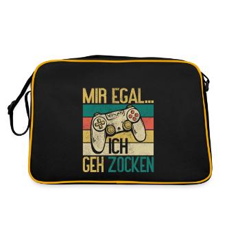 Mir egal ich geh zocken Gamer - Retro Tasche - Schwarz/Gold - Hinten