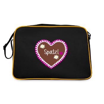 Lebkuchenherz Spatzl - Retro Tasche - Schwarz/Gold - Hinten