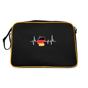 Germany Heartbeat Design German Flag - Retro Bag - black/gold - Back