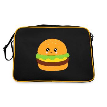 Kawaii Burger Kawaii Chibi Nourriture Kawaii - Sac Retro - noir/or - Dos
