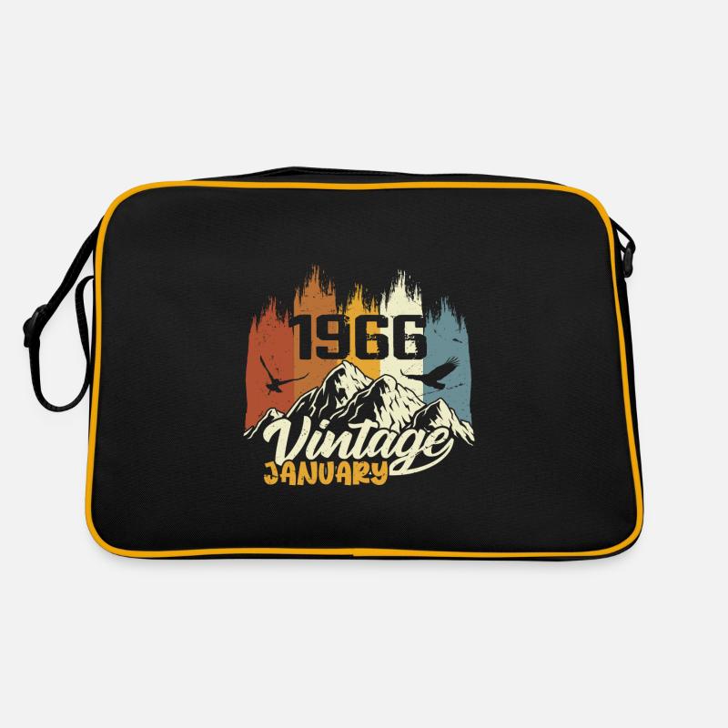 Geburtstag Januar 1966 - Geschenk Januar 1966 - Retro Tasche - Schwarz/Gold