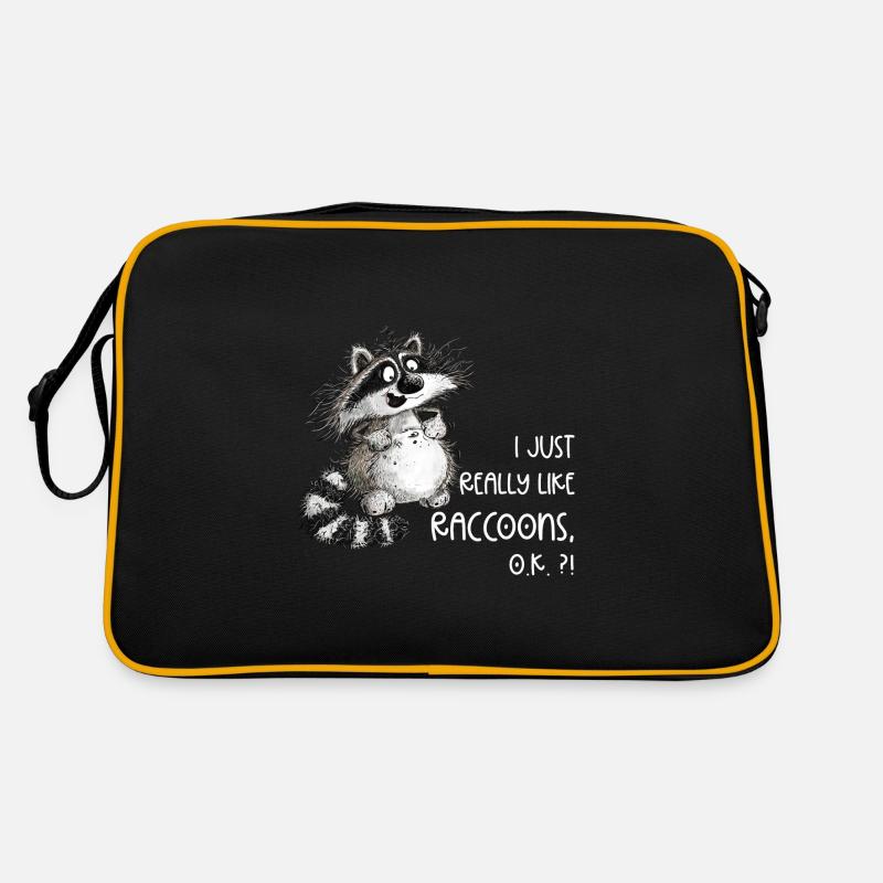 J’aime vraiment Raccons Wachbär Lover - Sac Retro - noir/or