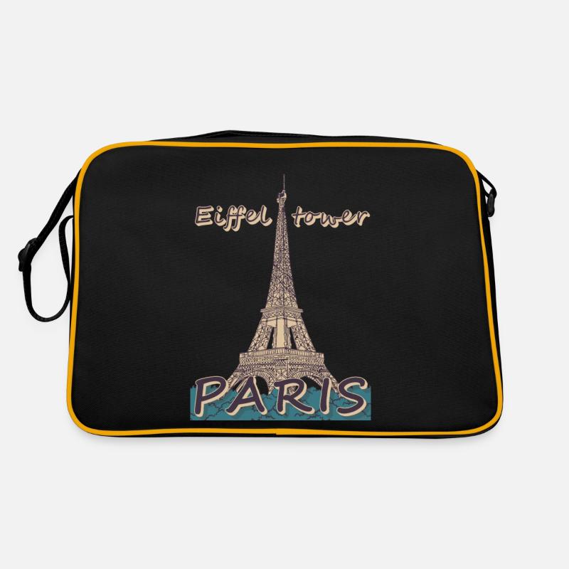J’adore Paris et la Tour Eiffel Bonjour de Frankre - Sac Retro - noir/or