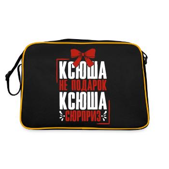 Katja Spruch auf Russisch Russland Outfit für - Retro Tasche - Schwarz/Gold - Hinten