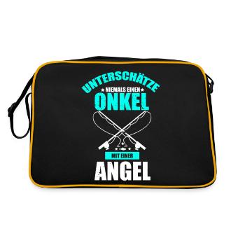 Unterschaetze niemals Onkel mit einer Angel - Retro Tasche - Schwarz/Gold - Hinten